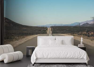 endless road with blue sky in swartberg semi desert landscape. w Wall mural