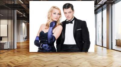 Romantic new year's eve fashion couple wearing black dinner jack Wall mural