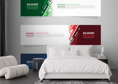 Banner design template. Abstract geometric background design, web header element, layout concept. Green, orange, red, blue color. Vector EPS 10. Wall mural