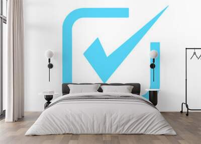 Check mark vector icon. Checkmark right symbol tick sign. Ok button correct circle icon. Wall mural