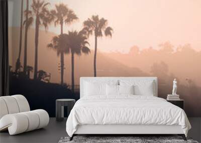 Pink Sunrise  Over  Hills on the Coast of Southern California Wall mural