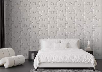 Blank white jigsaw puzzle texture background	 Wall mural