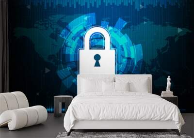 Cyber security concept with abstract technology background Wall mural