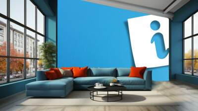 Note paper and information sign with copy space on panoramic blue background Wall mural