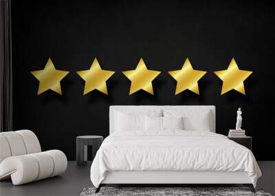 The best rating - Five golden star shape on black pattern background Wall mural