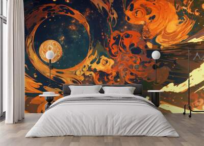 Hand drawn abstract artistic burning flame illustration
 Wall mural