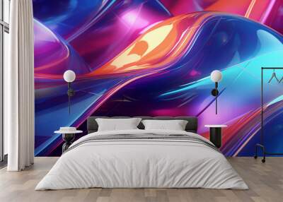 Holographic abstract 3D shapes background picture material Wall mural