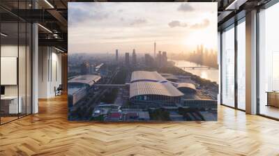 panorama of the city of guangzhou canton fair ,guangzhou international exhibition center Wall mural