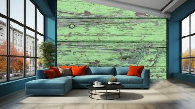 Green colored vintage wood texture Wall mural