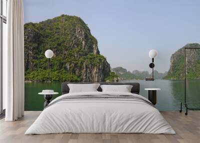 Seven wonders - Famous Seascape of Ha Long Bay in Vietnam: Thousands of Limestone Karsts and Isles Wall mural