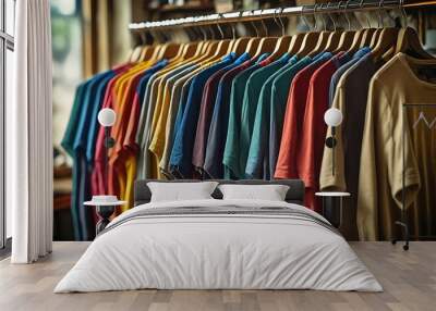 Colorful Shirts on Hangers Wall mural