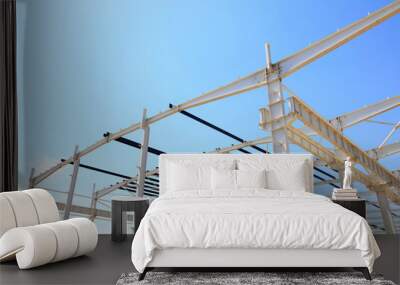 steel girder truss under blue sky Wall mural