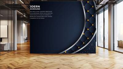 luxurious dark navy background with silver lines. elegant modern background. Wall mural