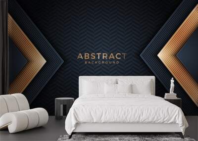 modern luxury background vector overlap layer on dark and shadow black space with abstract style for design. graphic illustration Texture with line golden Sparkles glitters dots element decoration. Wall mural