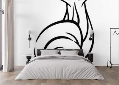 Vector black and white linear illustration of a snail Wall mural