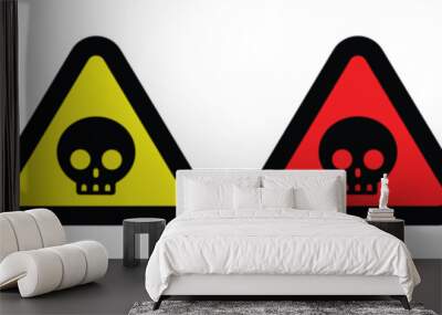 danger triangle shapes skull warning sign of caution hazard traffic toxic poison icon symbol vector flat badges emblems design for website mobile isolated on white Background Wall mural