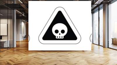 set attention outline triangle sign warning electric alert radioactive crossing stop traffic symbol caution hazard danger badge road mark vector flat design for web mobile isolated white Background Wall mural