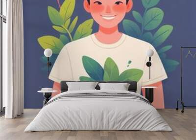 People, with care, plant seeds, nurturing growth and fostering sustainability within nature's embrace. Wall mural