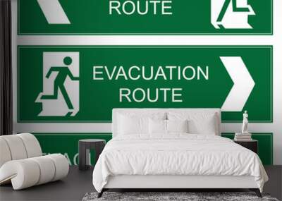 Set evacuation route signs, vector evacuation route, evacuation route sign Wall mural