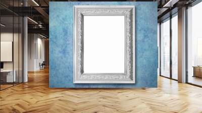 Colorful Antique Vintage Classic Baroque Stylish Empty Photo Painting Frame in Grunge and Retro Background for Home Interior and Garden Furniture made from Wood and Metal Wall mural