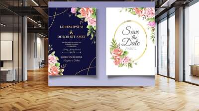 Beautiful floral wedding invitation card template Wall mural