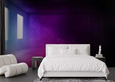 dark room with spotlight windows on a concentrate floor. with ultraviolet color filter  Wall mural