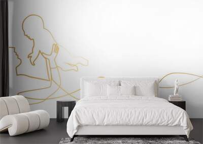 Happy father's day. One continuous line drawing of a father and a baby. isolated white background eps 10	 Wall mural