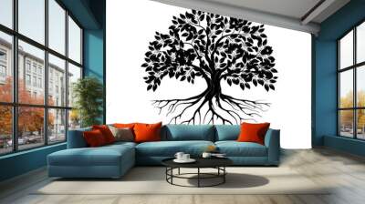 Oak tree icon isolated on white background Wall mural