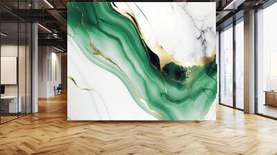 luxury green white and gold marble texture by ai generative Wall mural