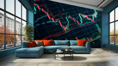 Stock market or forex trading graph and candlestick chart suitable for financial investment concept. finance Economy trends background for business idea and all art work design. . Wall mural