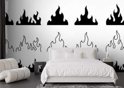 Black fire flames in tribal style for tattoo and vehicle decoration design vector set illustration	 Wall mural