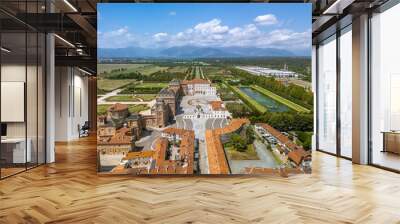 The drone aerial view of The Palace of Venaria (Italian: Reggia di Venaria Reale) , is a former royal residence and gardens located in Venaria Reale,  in the Piedmont region in Italy. Wall mural