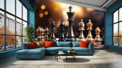 chess pieces on a chessboard Wall mural