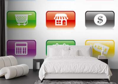 Shopping icons set  Vector Wall mural