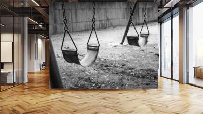 empty swings in black and white Wall mural