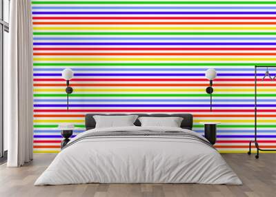 Horizontal stripes of rainbow colors. Striped background.  Seamless pattern. Colorful vector illustration.  Wall mural