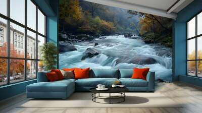 mountain river in the mountains，The natural scenery of Altay, Xinjiang, China,
 Wall mural