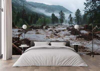 The mudslide in the mountains was fierce. Wall mural