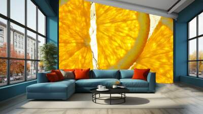 orange closeup. Background texture of sliced citrus fruit Wall mural