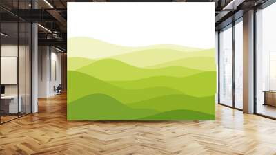 abstract fields, green waves hills on white background, vector illustration Wall mural