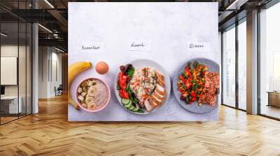 Breakfast, lunch and dinner. Day menu Wall mural