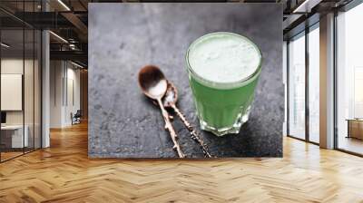 Matcha tea super latte. Detox drink Wall mural