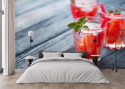 Summer fresh drink strawberry lemonade Wall mural