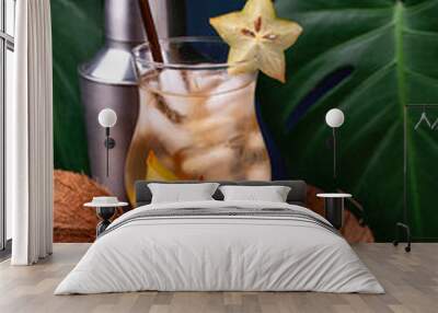 Tropical cocktail with carambola Wall mural