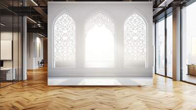 interior of a mosque in white , window arabic decoration  Wall mural