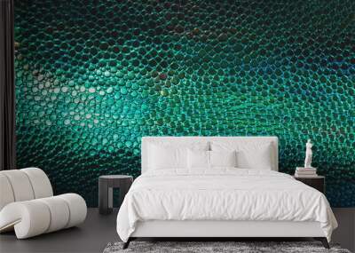 Fish or reptile scale dark moody background. Wall mural