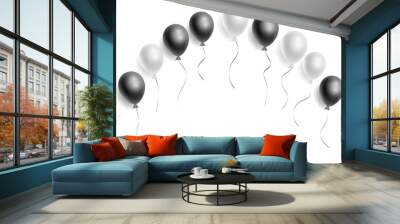 Vector realistic arch from white and black helium balloons. Free space for the text. Three-dimensional illustration. Eps 10. Wall mural