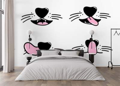 Dog face with tongue and nose in outline style Wall mural