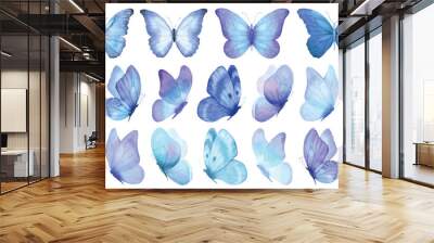 Butterfly collection. Watercolor illustration. Colorful Butterflies clipart set. Baby shower design elements. Party invitation, birthday celebration. Spring or summer decoration Wall mural