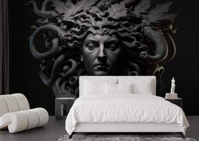 A beautiful statue of medusa. AI generated Wall mural